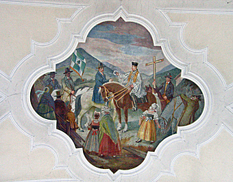 Josef Wittmann, Fresko mit der Darstellung des zeitgenössischen Pfingstritts in der Pfarrkirche Mariä Himmelfahrt, Bad Kötzting